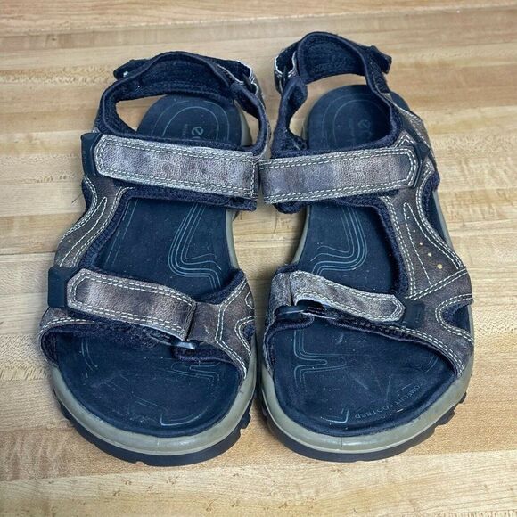 Ecco Mens Adjustable Strap Open Toe Leather Flat Sports Sandal Olive Size US 11 - Picture 2 of 5